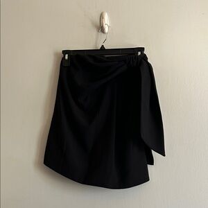 Zara Black Asymmetrical Wrap Skirt with Side Knot